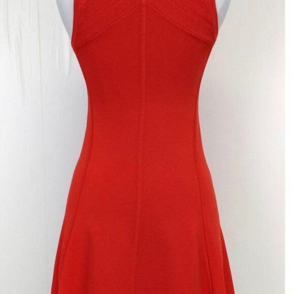 𝅺ALC Blood orange Sleeveless stretchy fit and flare bandage mini dress Sz L - Picture 6 of 11